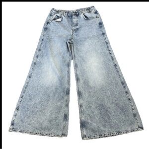 We The Free wide leg Jeans 30 10 Medium Wash Ultra High Rise baggy trendy cotton